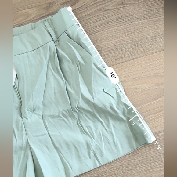 Zara Sea Green Pleated Shorts - Picture 6 of 8